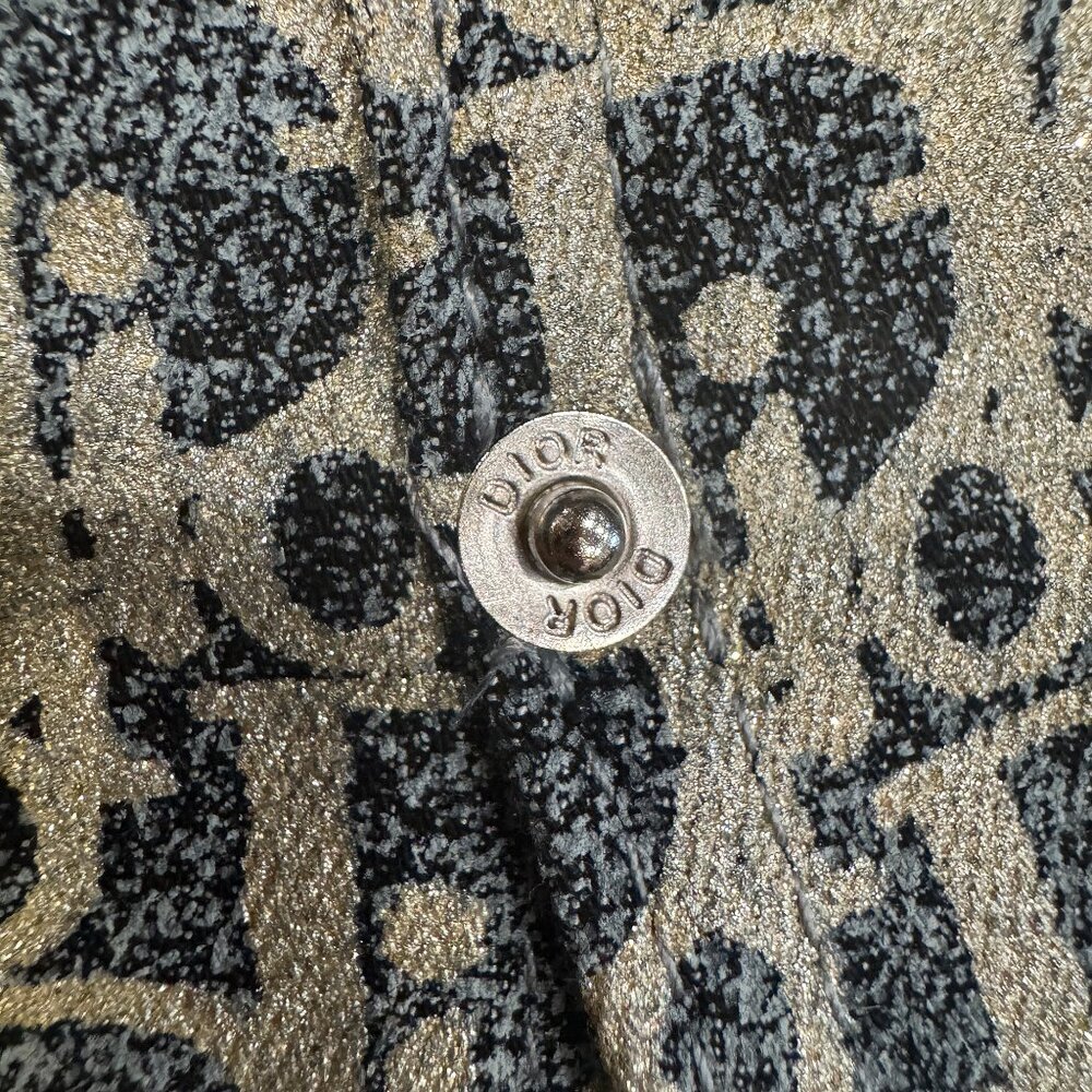 Dior Oblique Denim Overshirt Gray Silver Gold Tone Cotton Blend Button Down - Picture 9 of 14